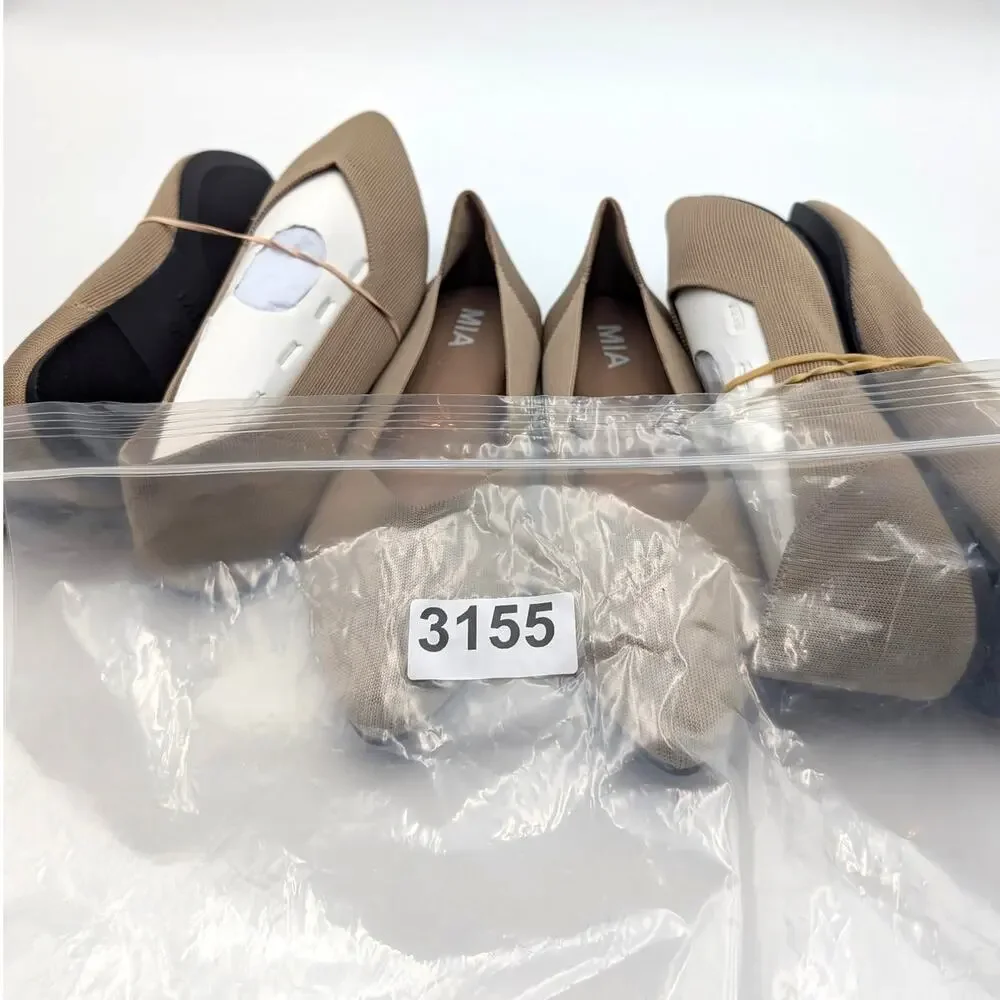 Mia Kerri Pointed Toe Ballet Flat Shoes Women's Dark Sand Size US7.5M EU38